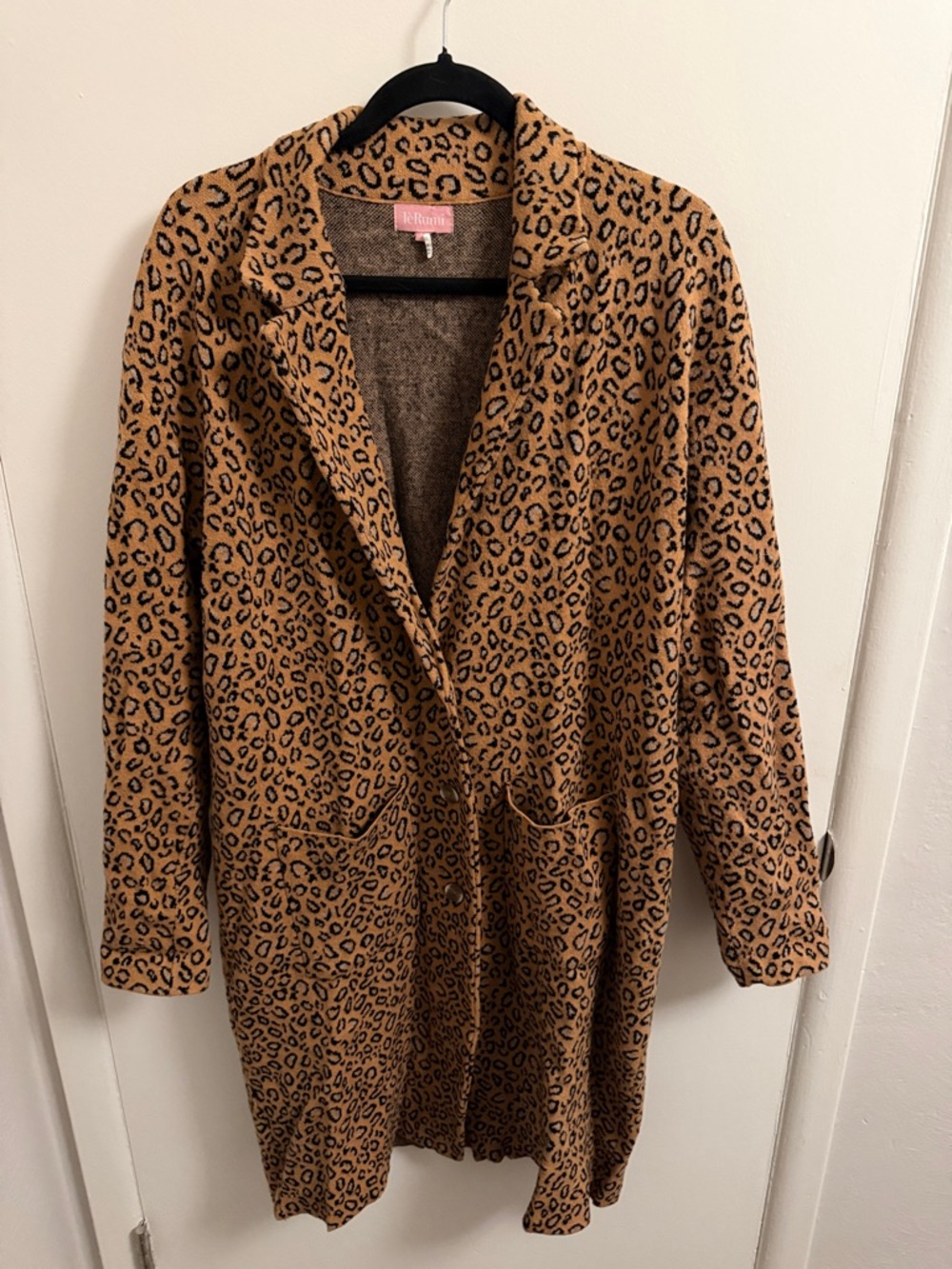Leopard Print Open-Front Coatigan in Tan and Black